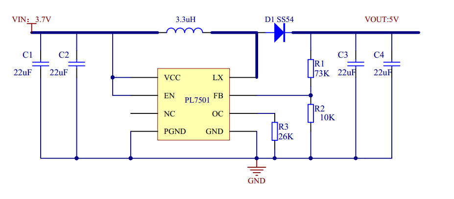 3V，3.3V，3.7V升壓6V，輸出1.5A的升壓IC-PL7501