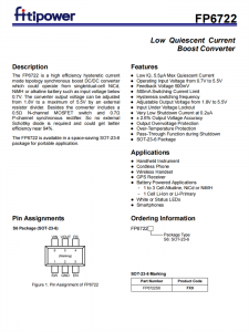 FP6722S6 SOT-23-6 低靜止電流升壓轉(zhuǎn)換器