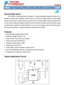 FP5003 高頻PWM控制器與短路重新啟動電路