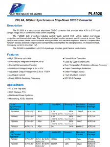 PL5920  21V，2A，600KHz同步降壓DC/DC轉換器