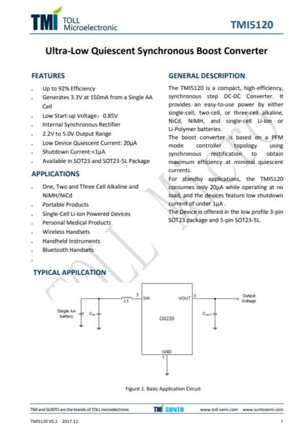 TMI5120  超低靜態(tài)同步升壓轉(zhuǎn)換器