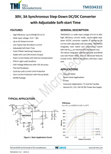 TMI33431E  30V、3A同步降壓型DC/DC轉(zhuǎn)換器 具有可調(diào)的軟啟動時(shí)間