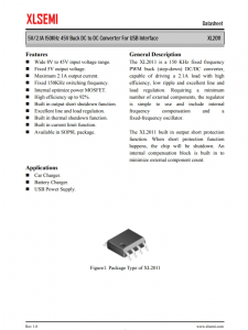 XL2011E1  5V / 2.1A 150KHz 45V降壓DC至DC轉(zhuǎn)換器，用于USB接口