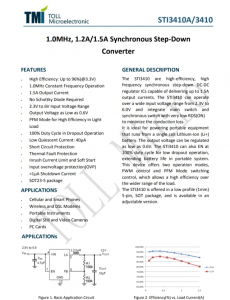 STI3410  1.0MHz, 1.2A/1.5A Synchronous Step-Down  Converter