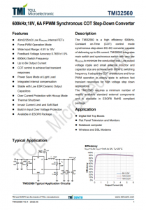 TMI32560   600kHz、18V、6A FPWM同步COT降壓型轉(zhuǎn)換器