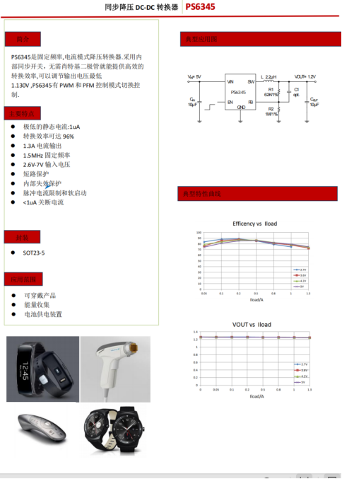 PS6345：96%高效+1.3A輸出，雙模控制助力可穿戴與能量收集設(shè)備